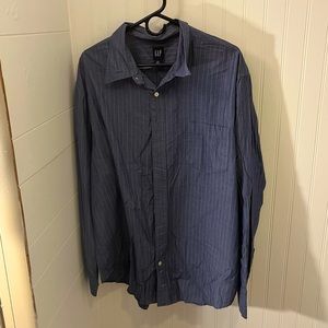 Blue with white pine stripes gap dress shirt